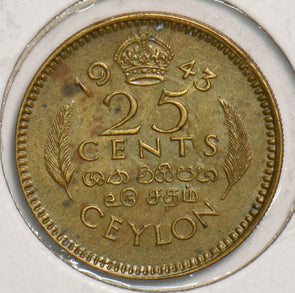 Ceylon 1943 25 Cents animal P150044 combine shipping2