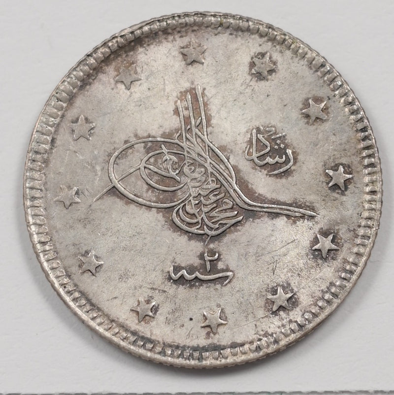 Ottoman Empire 1327 Mehmed V 2 Kurush Silver P1914990