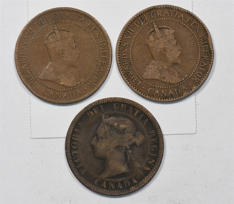 Canada 1888-1906 Cent Lot of 3 Edwards VII/Victoria P902782 combine shipping0