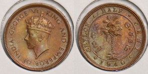Ceylon 1940 1/2 Cent P150134 combine shipping0