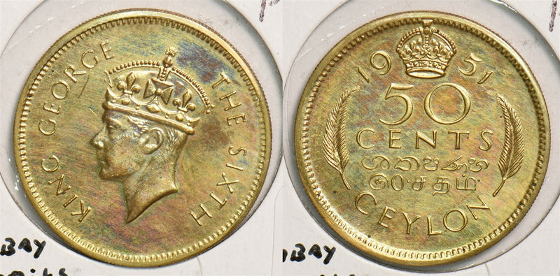 Ceylon 1951 50 Cents Proof P290210 combine shipping0