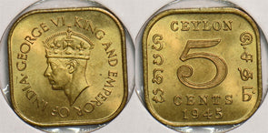 Ceylon 1945 5 Cents P290193 combine shipping0