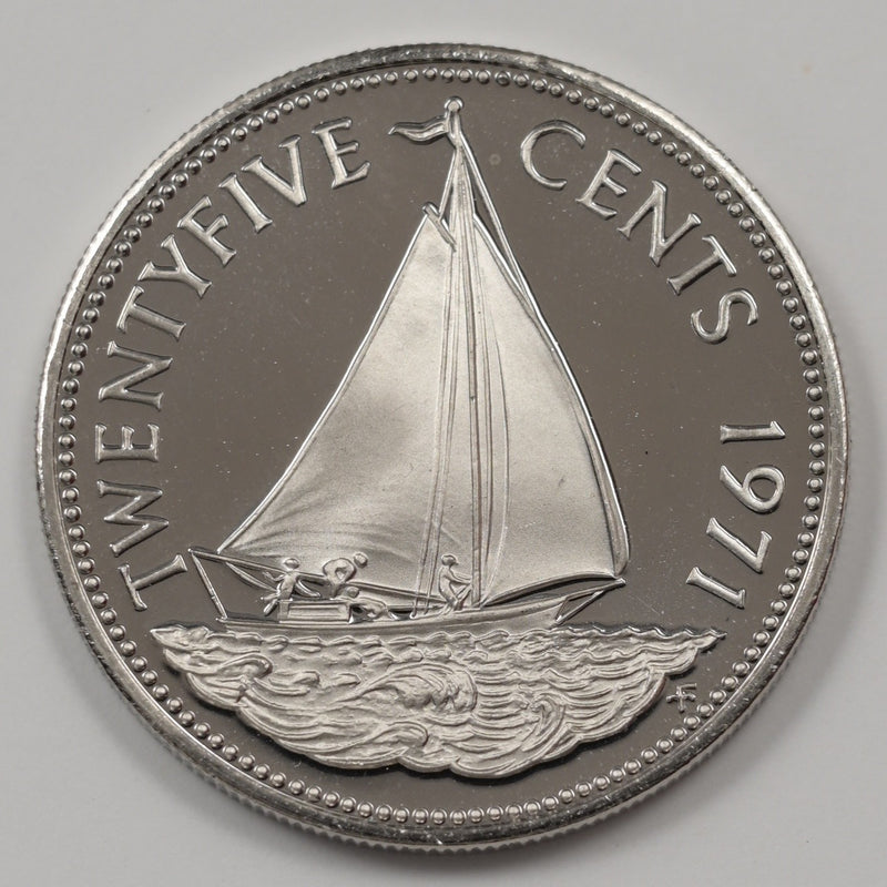 Bahamas 1971-FM Elizabeth II- Sailboat 25 Cents Proof P9040370