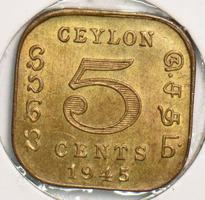 Ceylon 1945 5 Cents P290190 combine shipping2