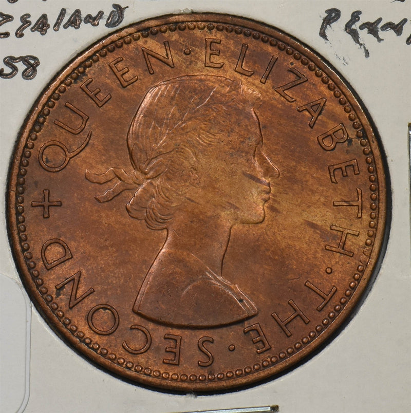 New Zealand 1958 Penny Queen Elizabeth II P150845 combine shipping0