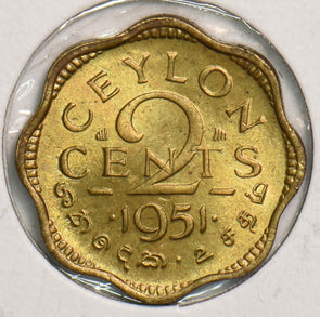 Ceylon 1951 2 Cents P290195 combine shipping2