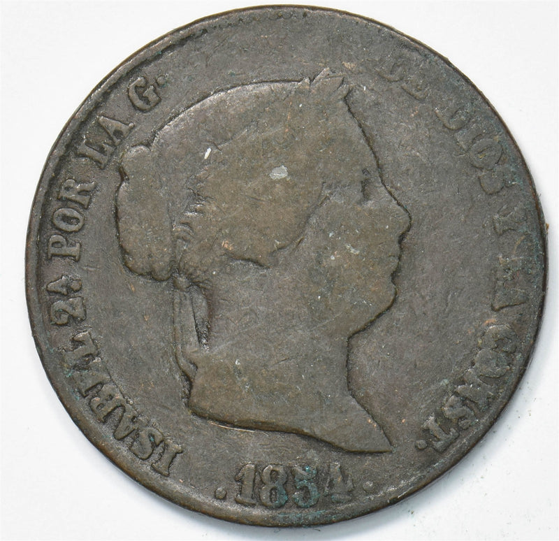 Spain 1854 25 Centimos Isabella II P903438 combine shipping0