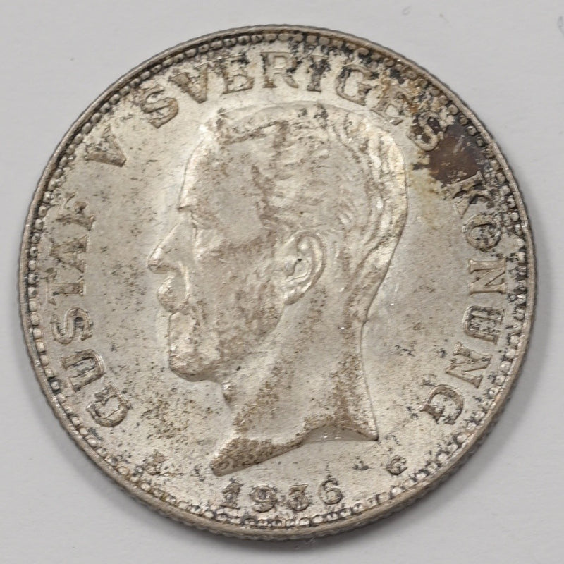 Sweden 1936-G Gustaf V Krona Silver P1513980