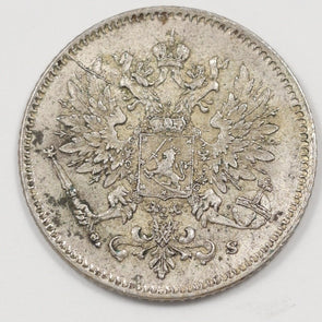 Finland 1916-S Nicholas II 25 Pennia Silver P9041590