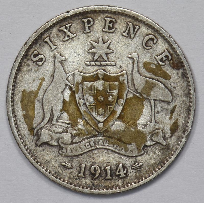 Australia 1914 George V 6 pence Silver P9031280