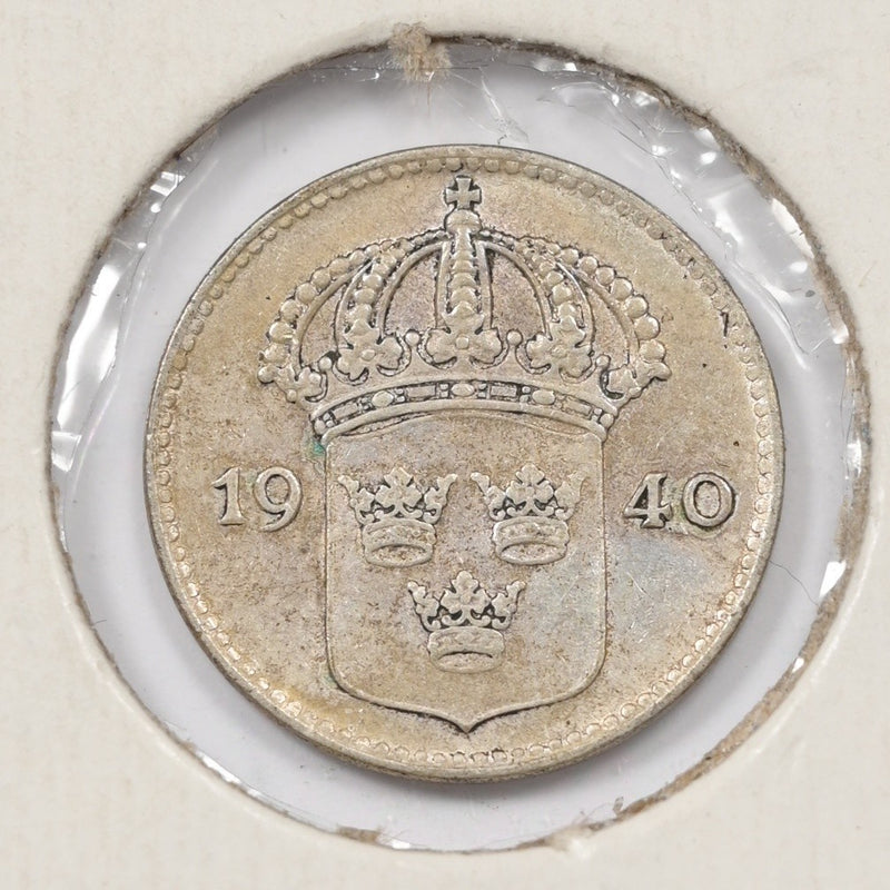 Sweden 1940-G Gustaf V 10 Ore Silver P1516120